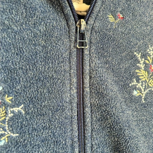 Blue Fleece Vest NORTHERN REFLECTIONS flower embroidery Medium - Picture 7 of 8